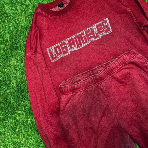 Fashion Nova Red Jumpsuit with Los Angeles Jewel print - Picture 4 of 4